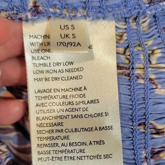 Free People (Women's Small) Santiago Floral Printed Long Sleeve Smocked Crop Top - Picture 6 of 8